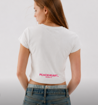 ESSENTIAL CROP TOP - HIBISCUS ON WHITE