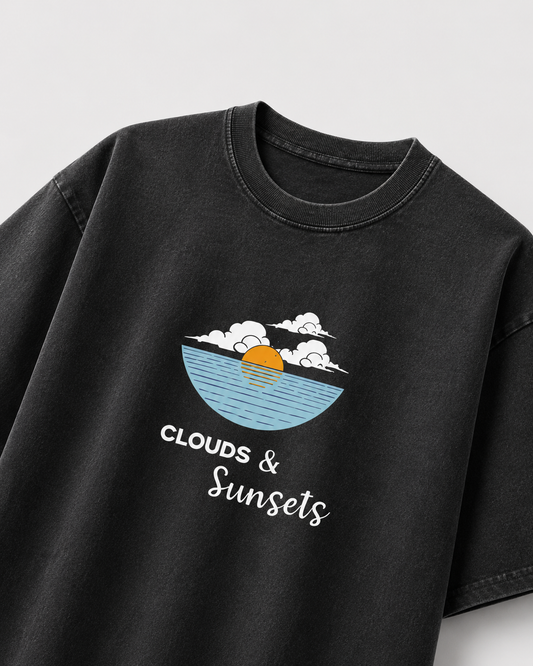 CLOUDS AND SUNSETS ACID WASH BLACK
